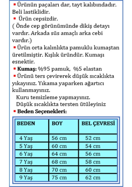 Kız Çocuk Beli Lastikli Pamuklu Esnek Kışlık Kumaş Tayt Pantolon indirimleri