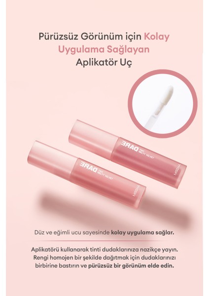 Uzun Süre Kalıcı, Bulaşma Yapmayan, Kadifemsi Bitiş Sunan Tint Dare Tint Melty Velvet (Rosy Souffle) indirimleri