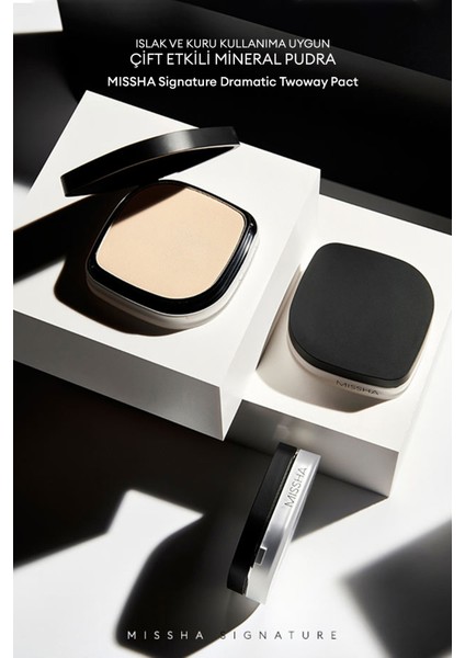 Islak ve Kuru Kullanıma Uygun Mineral Pudra Signature Dramatic Twoway Pact No.21 Vanilla SPF 25/PA++