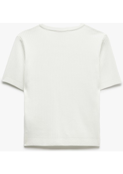 Bisiklet Yaka Kısa Kollu Çiçekli Taşlı Triko Kazak fırsatları