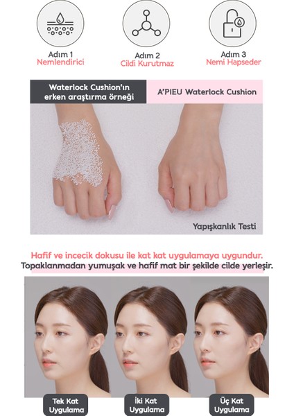 24 Saat Kalıcı Esans İçeren Nemlendirici Cushion A'PIEU Waterlock Cushion (21N) SPF50+/PA++++ modelleri