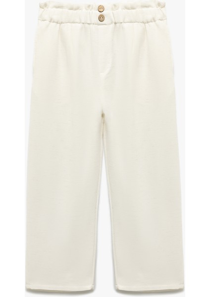 Beli Lastikli Keten ve Viskon Karışımlı Basic Pantolon