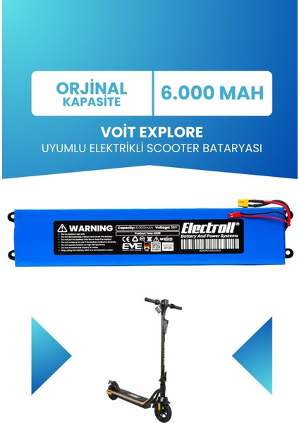Voit Explore Batarya (ORJİNAL KAPASİTE) 6.000mah Pil 36v Elektrikli Scooter Bataryası Değişimi