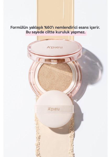 24 Saat Kalıcı Esans İçeren Nemlendirici Cushion A'PIEU Waterlock Cushion (21N) SPF50+/PA++++