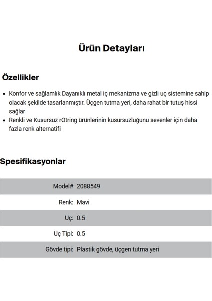| Visuclick Versatil Kalem, 0.7 mm Uç, Mavi, Ergonomik Üçgen Tutuş, Metal Mekanizma