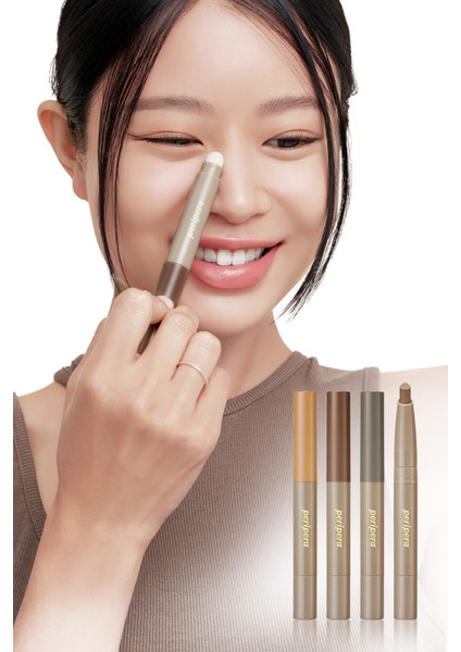Pratik Uygulanan Çift Taraflı Kontür Stick PERIPERA V Shading Blending Stick (001 Natural Brown)