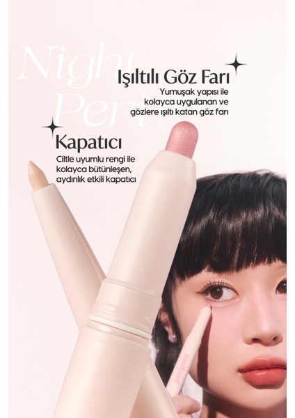 Çift Taraflı Kapatıcı ve Işıltılı Kalem Far PERIPERA Sugar Twinkle Duo Eye Stick (07 Pink Linen)