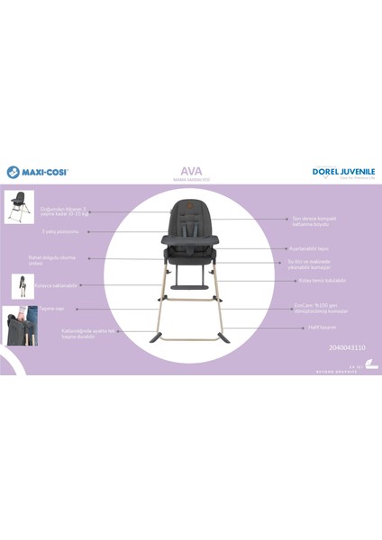 Ava Ultra Kompakt Mama Sandalyesi Beyond Grey