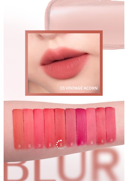 Gün Boyu Kalıcı Pürüzsüz Matlık Sunan Tint PERIPERA Over Blur Tint (005 Vintage Acorn)