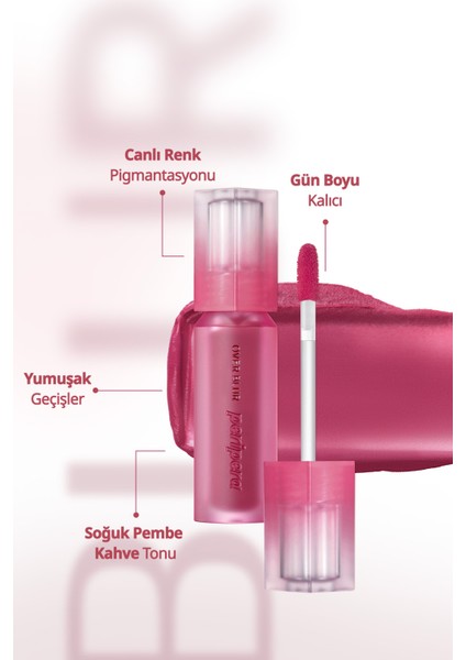 Gün Boyu Kalıcı Pürüzsüz Matlık Sunan Tint PERIPERA Over Blur Tint (007 Cooling Up Pink)