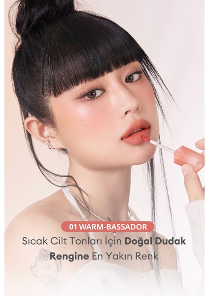 Gün Boyu Kalıcı Pürüzsüz Matlık Sunan Tint PERIPERA Over Blur Tint (001 Warm-Bassador)