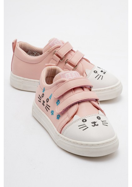 Kız Çocuk Pudra Kedili Sneaker Ayakkabı