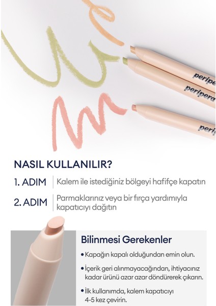 Renk Düzenleyici Kalem Kapatıcı Bej Renk PERIPERA Mood Fit Pencil Concealer 003 Cover Beige