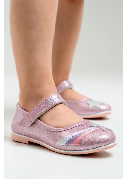 Kız Çocuk Pudra Yıldızlı Günlük Babet