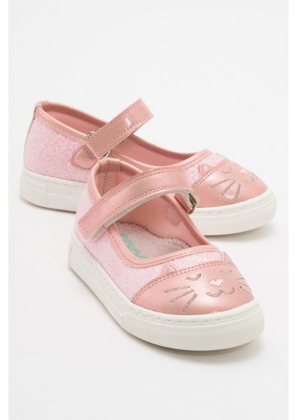 Kız Çocuk Pudra Kedili Günlük Babet