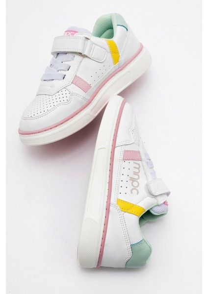 Kız Çocuk Beyaz-Sarı Sneaker Ayakkabı