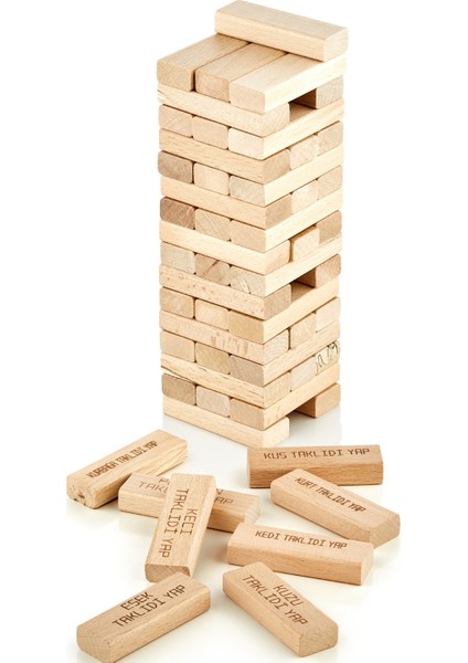 Animals Cezalı Jenga Tower Denge Oyunu 54 Adet Farklı Hayvan Taklidi