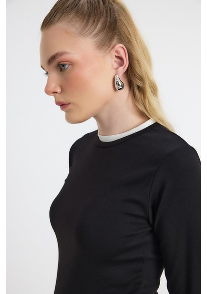 3011 Ribana Detay Uzun Kollu Bluz Siyah fırsatları