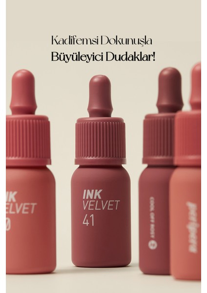 Yüksek Pigmentli, Kadife Görünümlü, Gün Boyu Kalıcı Tint PERIPERA Ink Velvet (#41 Cool Off Rosy)