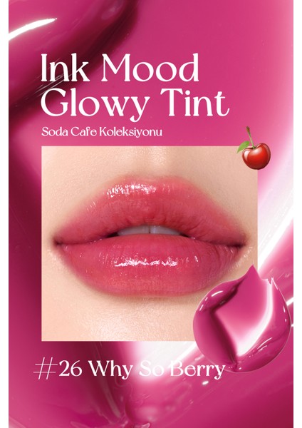 Kalıcı, Pigmentli, Parlak Bitişli Tint PERIPERA Ink Mood Glowy Tint 26 Why So Berry (Soda Cafe)