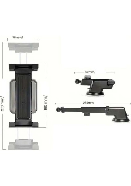 Araç Içi Telefon ve Tablet Tutucu Torpido ve Cam 360° Masa Telefon ve Tablet Standı 14 Inç