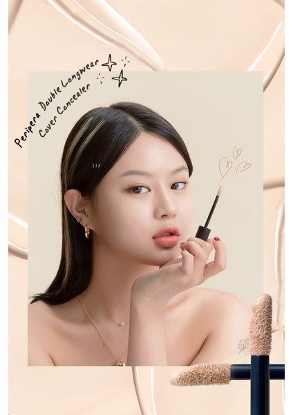 Hafif Yapılı Gün Boyu Yüksek Kapatıcı PERIPERA Double Longwear Cover Concealer (0.7 Porcelain)