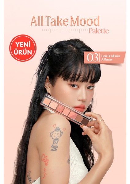 Pigmentli, 5 Farklı Dokulu Far Paleti PERIPERA All Take Mood Palette 003 Can I Call You A Flower