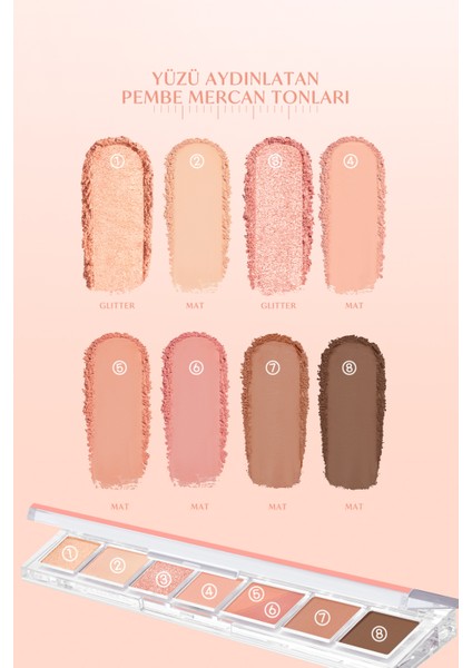 Pigmentli, 5 Farklı Dokulu Far Paleti PERIPERA All Take Mood Palette 003 Can I Call You A Flower