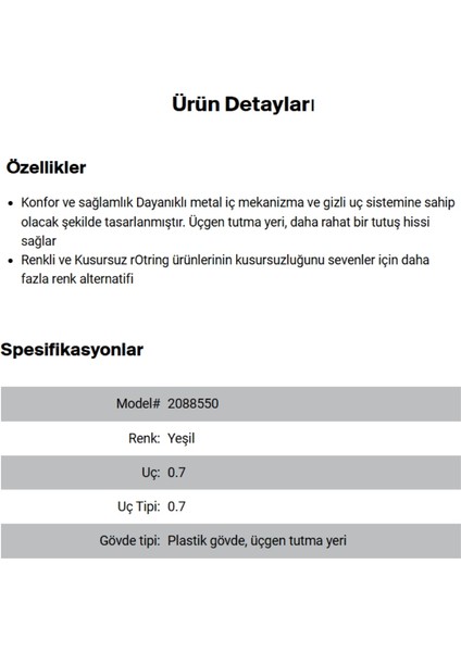 | Visuclick Versatil Kalem, 0.7 mm Uç, Opak Yeşil, Ergonomik Üçgen Tutuş, Metal Mekanizma fırsatları