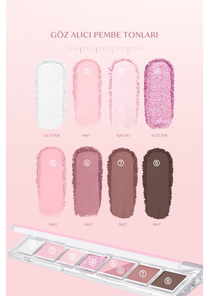 Pigmentli, 5 Farklı Dokulu Far Paleti PERIPERA All Take Mood Palette 004 If Pink Check Dm Plz