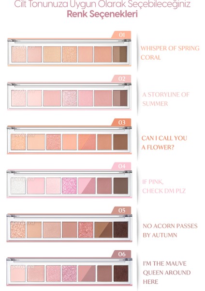 Pigmentli, 5 Farklı Dokulu Far Paleti PERIPERA All Take Mood Palette 004 If Pink Check Dm Plz