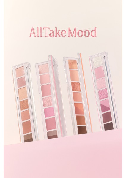 Pigmentli, 5 Farklı Dokulu Far Paleti PERIPERA All Take Mood Palette 001 Whisper Of Spring Coral