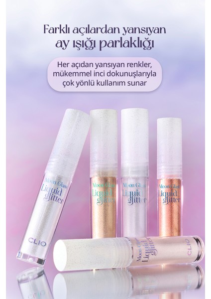 Işıltılı ve Şeffaf Likit Glitter CLIO Moon Glass Liquid Glitter Sweet Cloud (05 Chilling Rose)