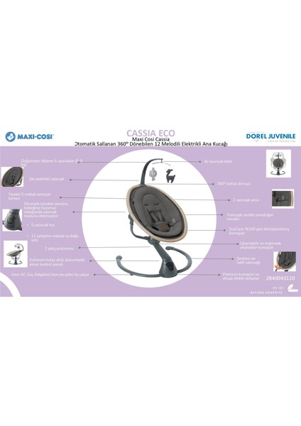 Cassia Elektrikli Otomatik Sallanan Ana Kucağı Beyond Graphite Eco modelleri