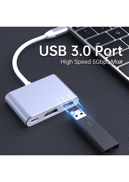 CF01 Macbook Uyumlu 4K Full HD 1080p Type C To 3 Portlu HDMI - USB 3.0 - PD Çevirici Hub Adaptör fırsatları