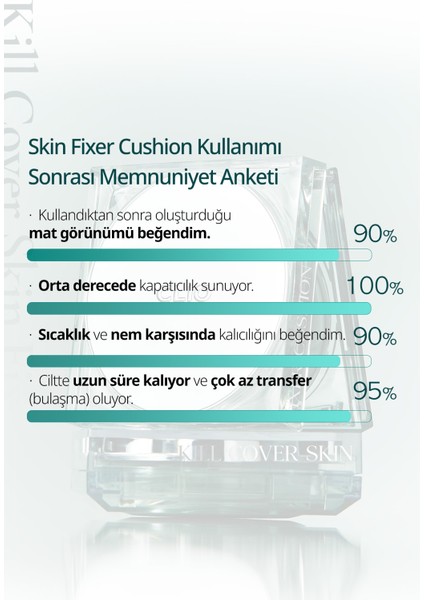 Gün Boyu Kalıcı Mat Cushion Fondöten CLIO Kill Cover Skin Fixer Cushion (24W Sand) SPF50+ PA+++