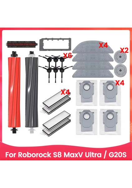 Roborock S8 Maxv Ultra Robot Süpürge Yedek Parçaları Için 24 Adet Silindir Yan Fırçalar Filtreler Paspas Pedleri Toz Torbaları (Yurt Dışından)