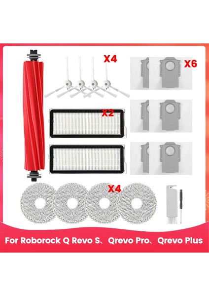 Roborock Q Revo S, Qrevo Pro, Qrevo Plus Robot Süpürge Ana Yan Fırça Hepa Filtre Paspas Pedleri Toz Torbaları Aksesuarları (Yurt Dışından)