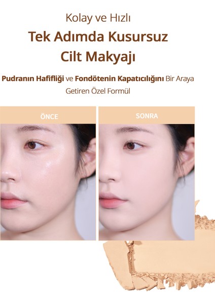 Hafif Yapılı, Pürüzsüz Mat Bitişli Pudra Fondöten CLIO Kill Cover Powder Foundation (21N Linen)