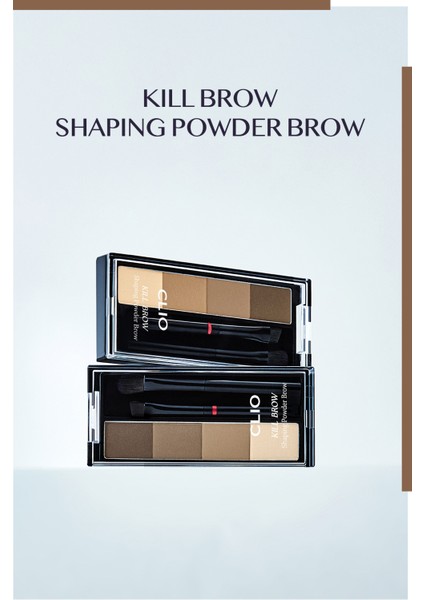 Sıcak Alt Tonlu Kaş Farı Paleti CLIO Kill Brow Shaping Powder Brow (01 Natural Warm Brown)