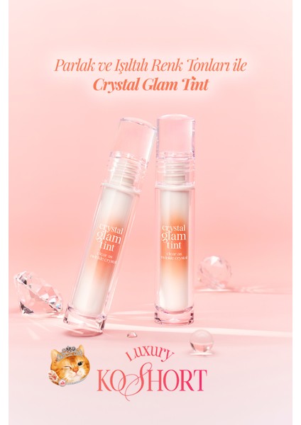 Yapışkanlık Hissi Vermeyen Yoğun Işıltılı Tint CLIO Crystal Glam Tint (13 Koshort Pearl Coral)