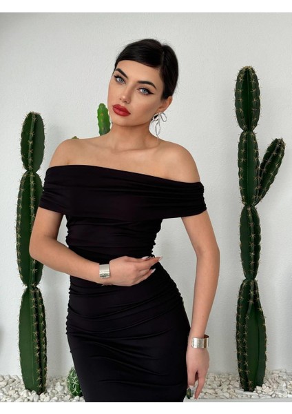 Uzun Sandy Madonna Yaka Elbise fırsatları