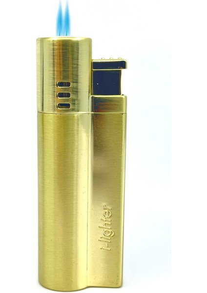 Çift Torch Jet Alev Çakmak - Mat Altın Renk