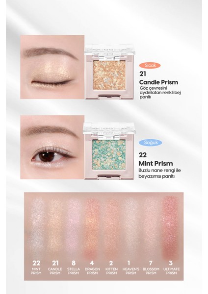 Topaklanmayan, El Yapımı Glitter Far Modern Shadow Glitter Prism (No.22 Mint Prism)