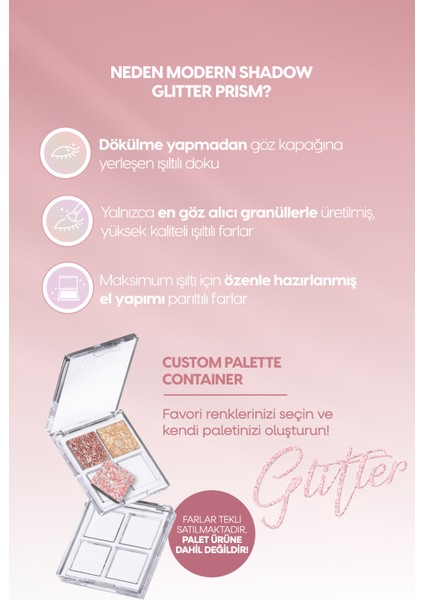 Topaklanmayan, El Yapımı Glitter Far Modern Shadow Glitter Prism (No.22 Mint Prism)
