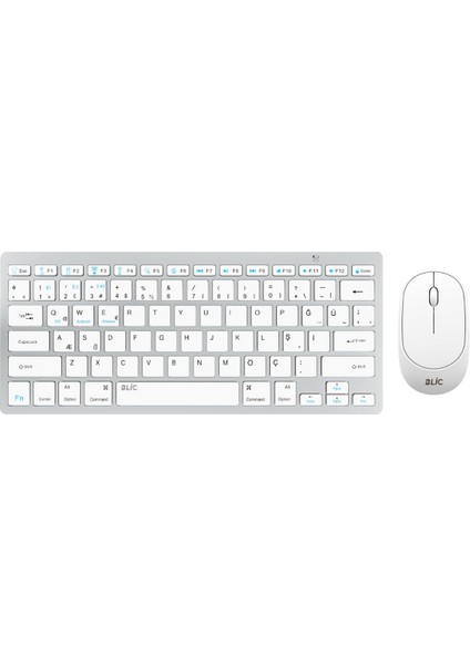 Beyaz Kablosuz Zarif Sessiz Tasarım Dual Mode 2.4g+Bt5.2 Klavye Mouse Set Ios Android Windows Uyumlu
