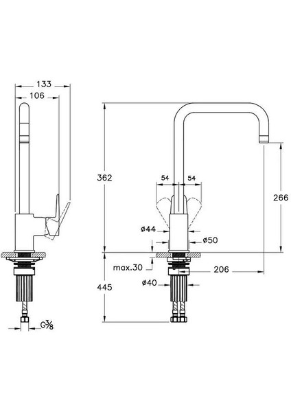 Flow Soft Eviye Bataryası (U-Tip) Krom A43426