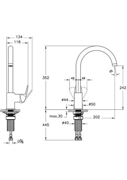 Flow Round C Tipi Eviye Bataryası, Krom A43407 fiyatları