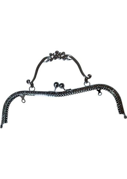 Çanta Klips Saplı Papatya 25 cm Gümüş