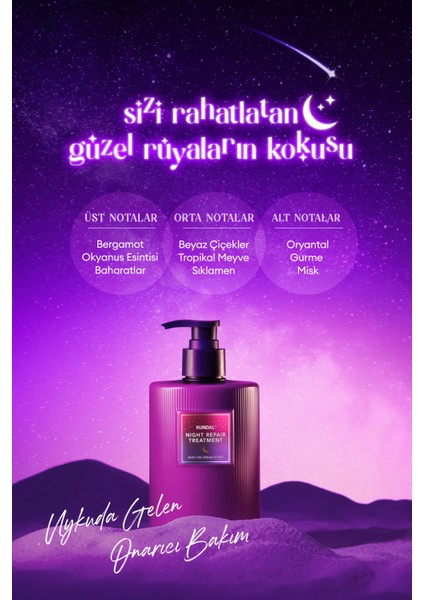 Yoğun Onarıcı Nemlendirici ve Şekillendirici Saç Bakım Kremi KUNDAL Night Repair Treatment 470ml